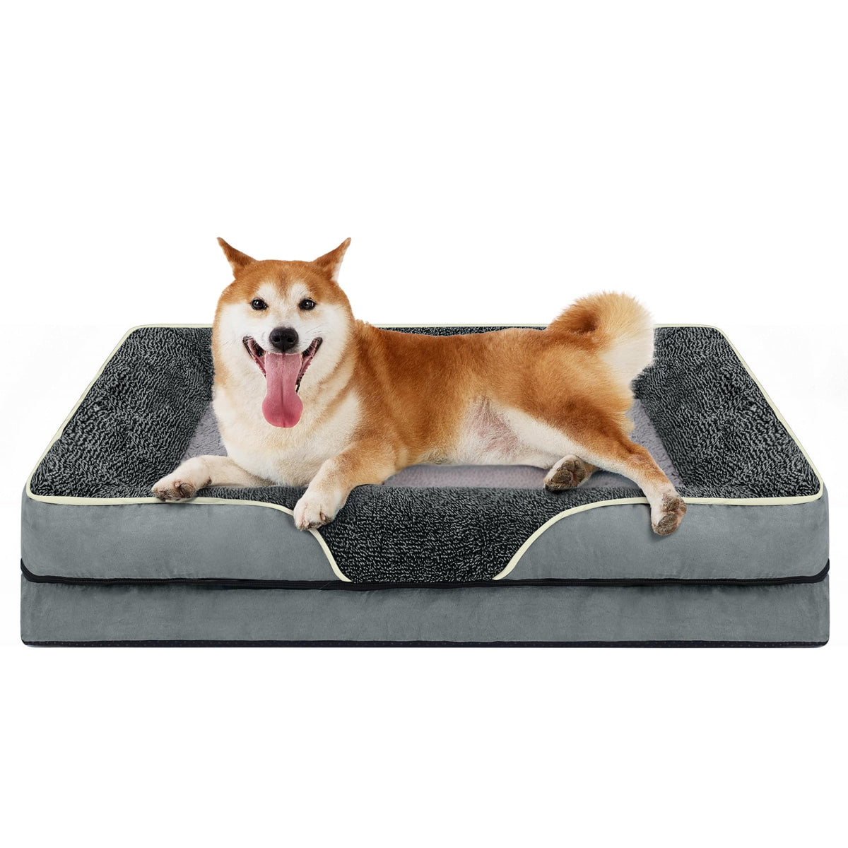 Payusd Dog Beds for Small Dogs Orthopedic Dog Bed Sofa Large Medium Small, Supportive Egg Crate Foam Pet Couch Bed with Removable Washable Cover Non Skid Bottom, S, Brown