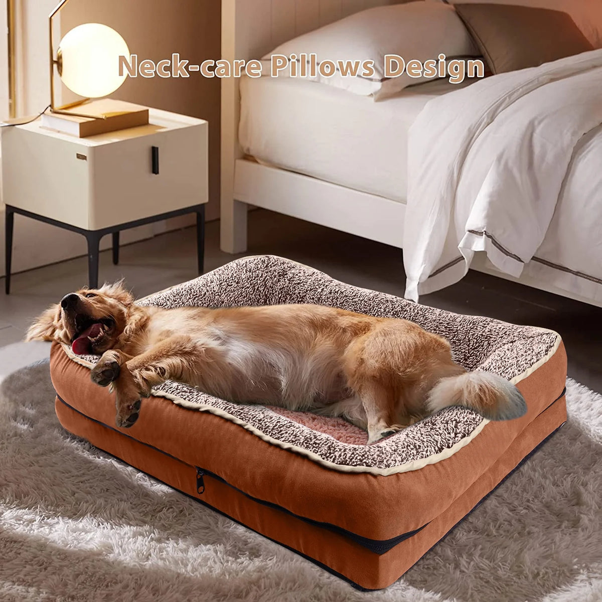 Payusd Dog Beds for Small Dogs Orthopedic Dog Bed Sofa Large Medium Small, Supportive Egg Crate Foam Pet Couch Bed with Removable Washable Cover Non Skid Bottom, S, Brown