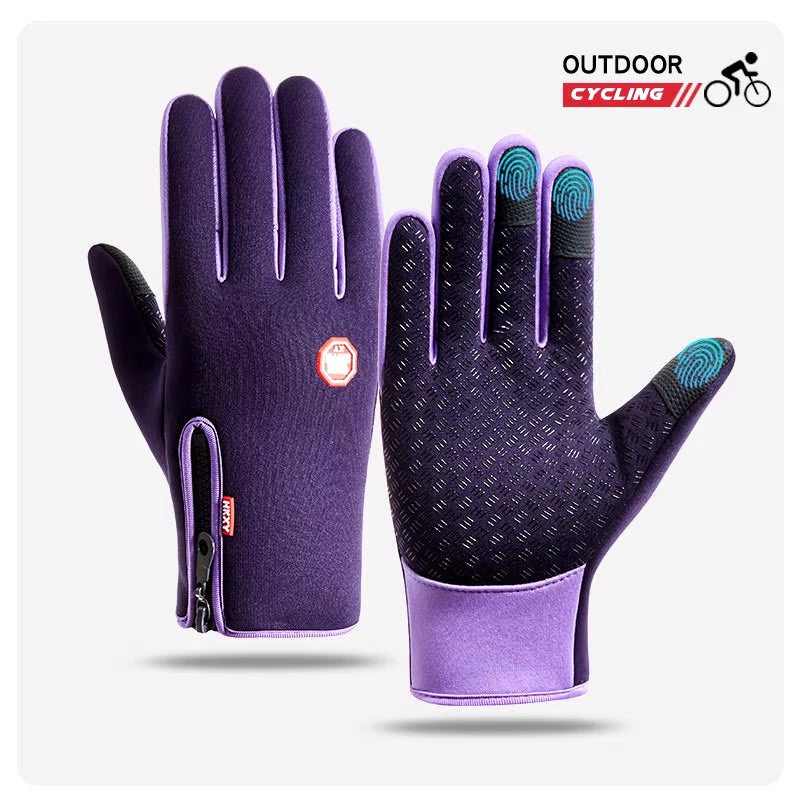 Men'S Cycling Gloves Winter Touchscreen Warm Women Bicycle Gym Outdoor Driving Motorcycle Waterproof Thermal Non-Slip Gloves