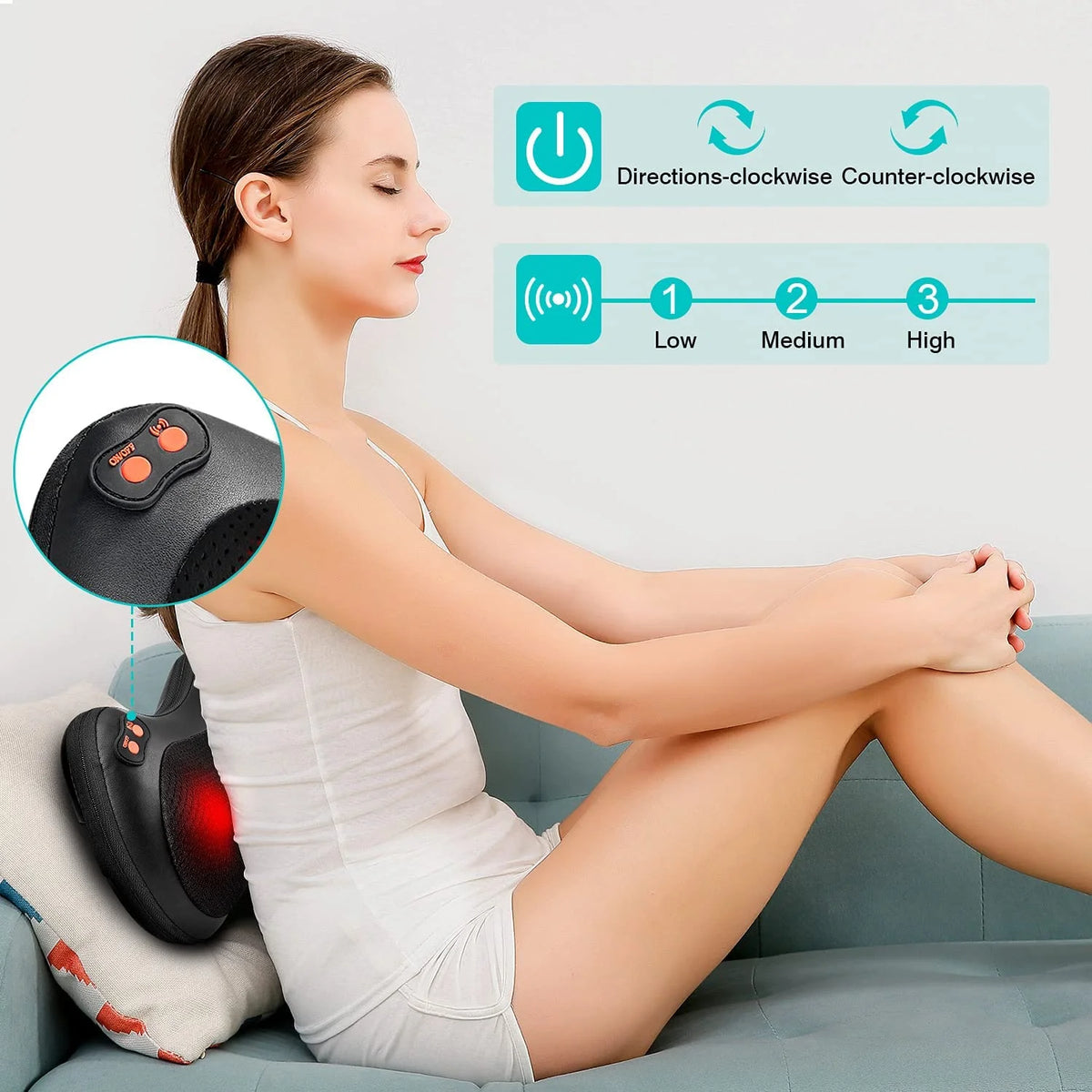 Ikristin Shiatsu Back Massager with Heat,Deep Tissue Kneading,Electric Back Massage Pillow Neck Massager for Home, Office, and Car