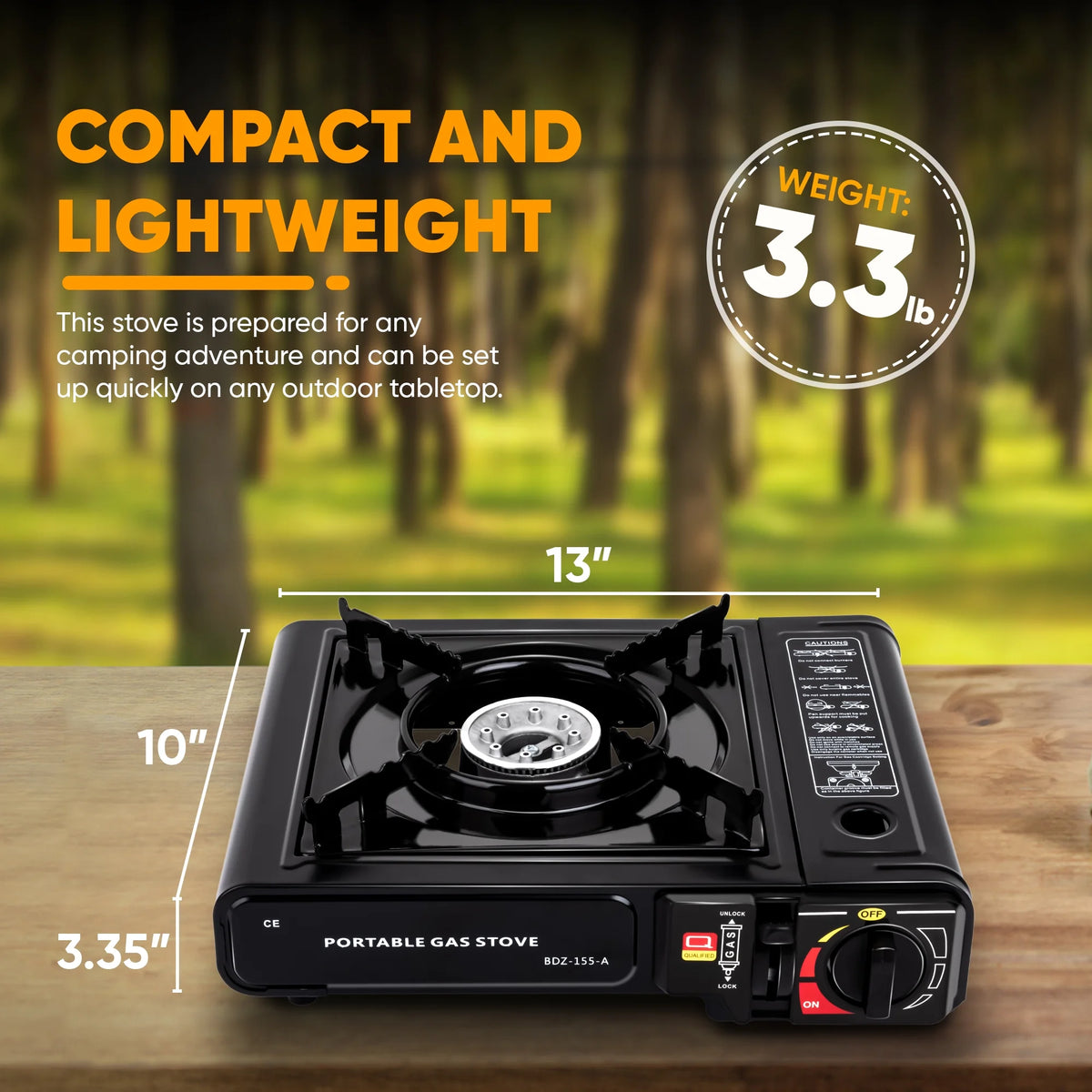 Portableout Camping Gas Stove, Butane, Portable Stove for Outdoor Cooking, 9,800 BTU, 3KW Power