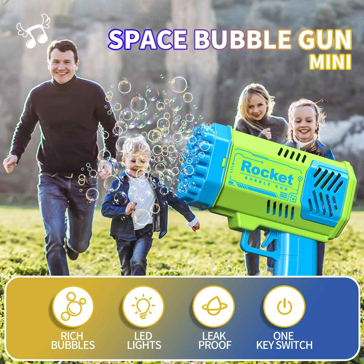 Bubble Gun Electric Automatic Soap Rocket