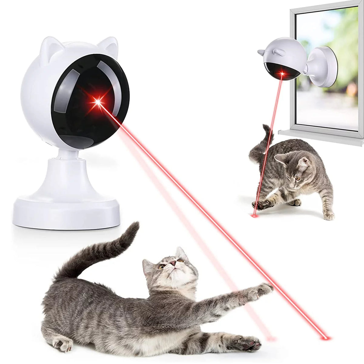 Prociv Automatic Cat Laser Toys, Interactive Laser Cat Toys for Indoor Cats/Kitty/Dogs, Cat Laser Toy Automatic White