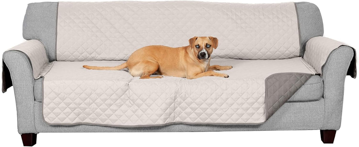 Furhaven Water-Resistant & Reversible Large Sofa/Couch Cover Protector for Dogs, Cats, & Children - Two-Tone Pinsonic Quilted Living Room Furniture Cover - Gray/Mist, Large Sofa