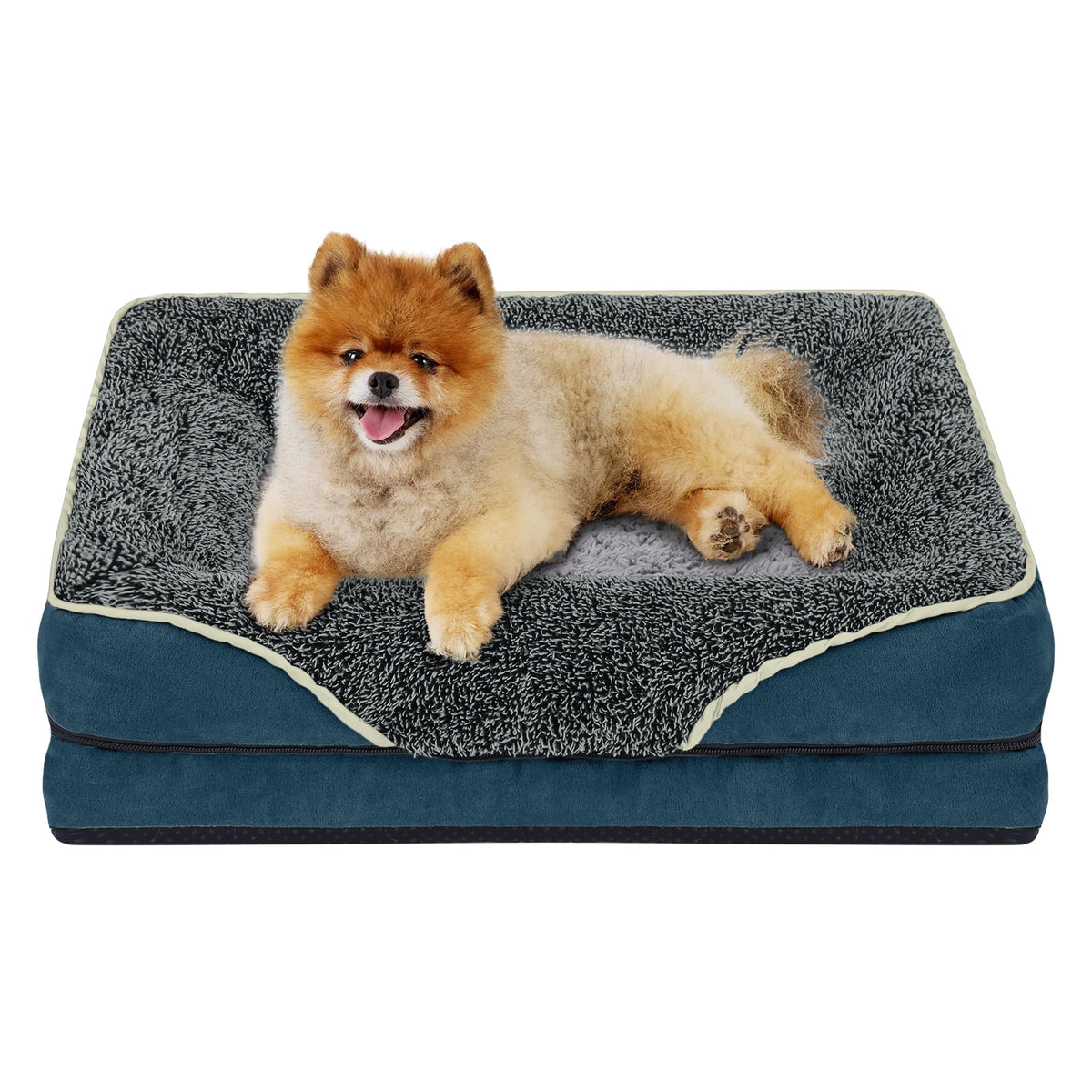 Payusd Dog Beds for Small Dogs Orthopedic Dog Bed Sofa Large Medium Small, Supportive Egg Crate Foam Pet Couch Bed with Removable Washable Cover Non Skid Bottom, S, Brown