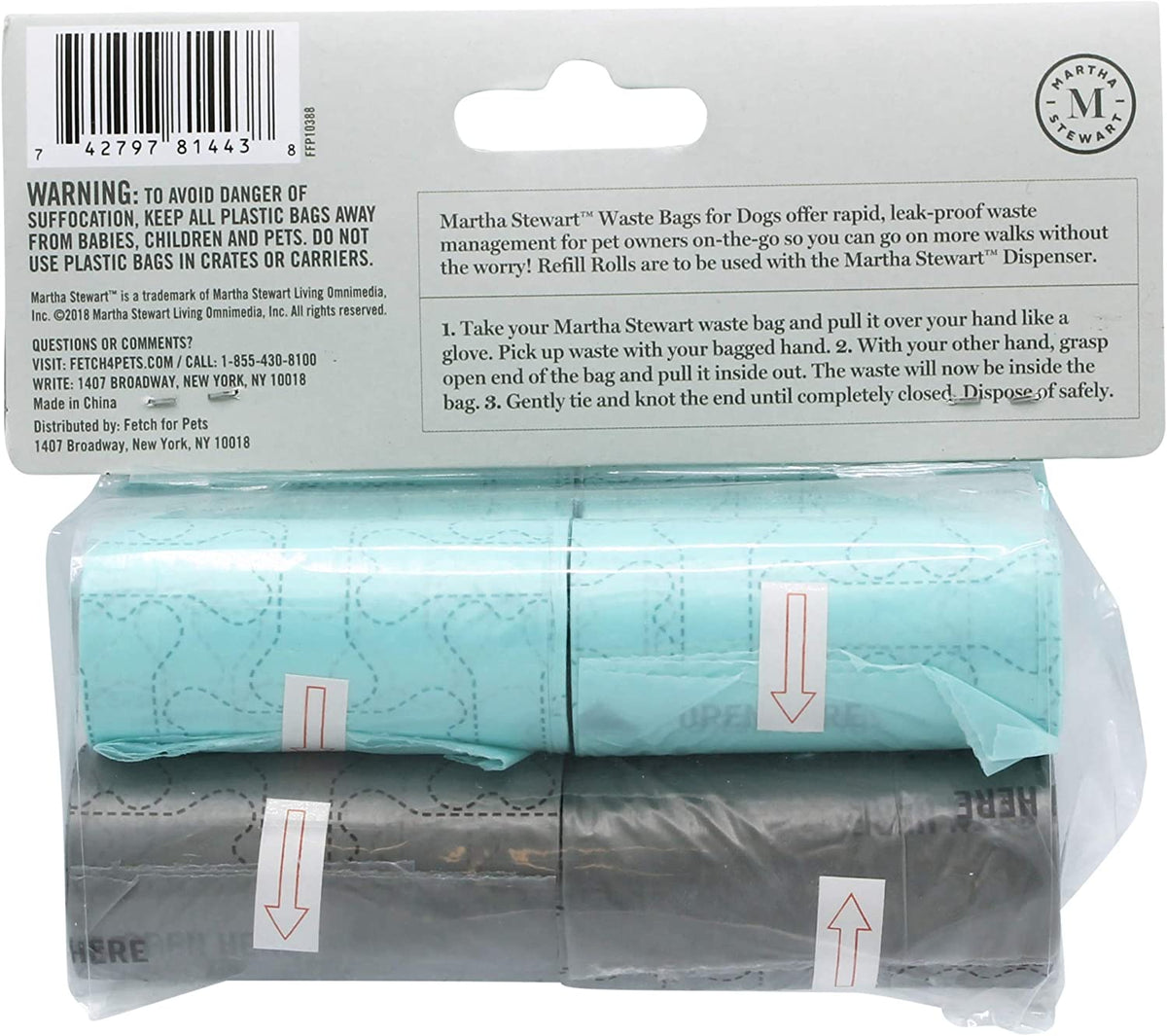 Martha Stewart for Pets Poop Waste Bags | 120 Large Unscented Doggie Bags for a Quick Cleanup | Tear-Resistant Dog Waste Bags, Great for Dog Walking Everyday Use | 8 Rolls