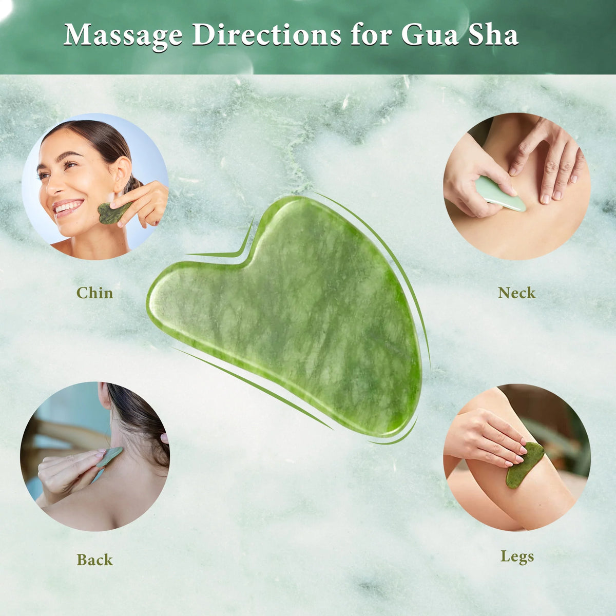 SUPTREE Jade Roller Gua Sha Face Roller for Body Face Facial Massage Skin Care Kit 3 PCS