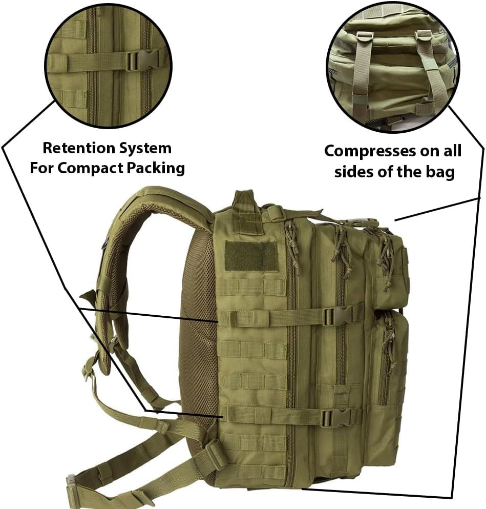 Exos Bravo Backpack - Large Military Hiking Backpack 34L - Molle Hunting Backpack for Men - Waterproof Heavy-Duty Backpack - Tactical Rucksack Backpack - Hydration Pack Compatible (Olive Drab)