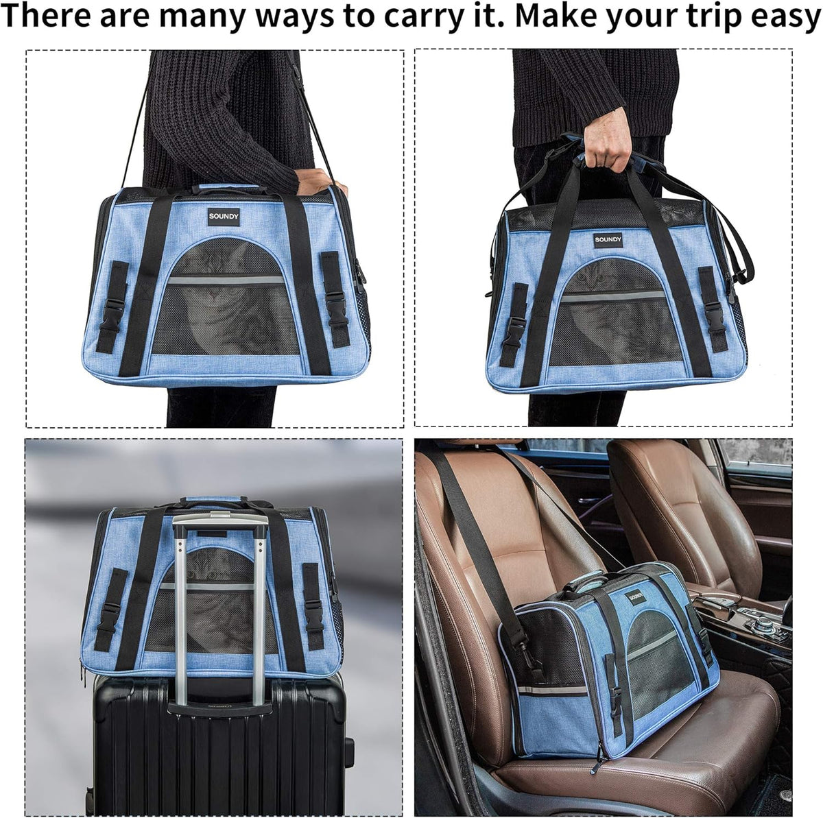 Cat Carrier Airline Approved Puppy Dog Carriers Pet Carrier for Small Medium Dogs Small Pet Carrier Foldable Small Dog Carrier