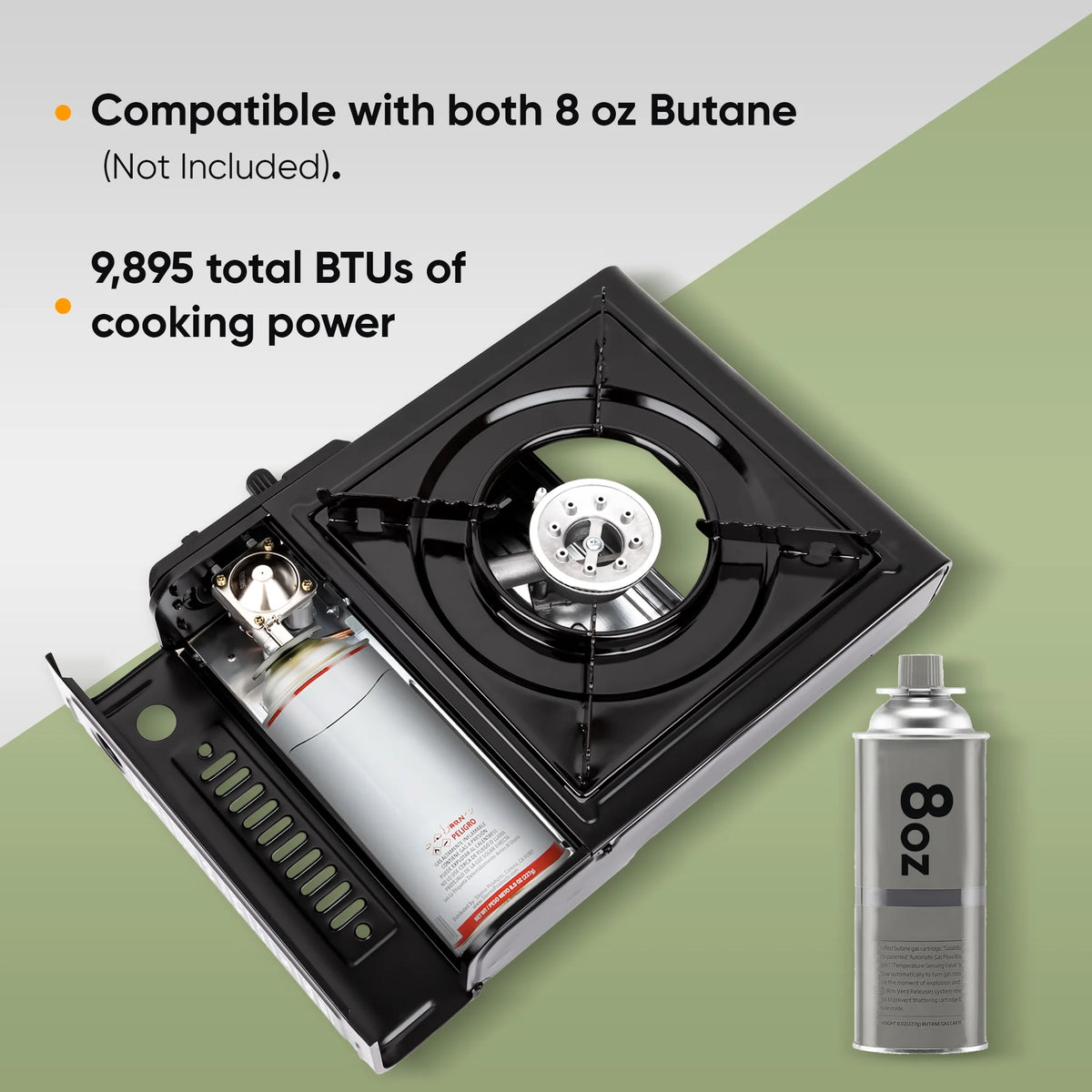 Portableout Camping Gas Stove, Butane, Portable Stove for Outdoor Cooking, 9,800 BTU, 3KW Power