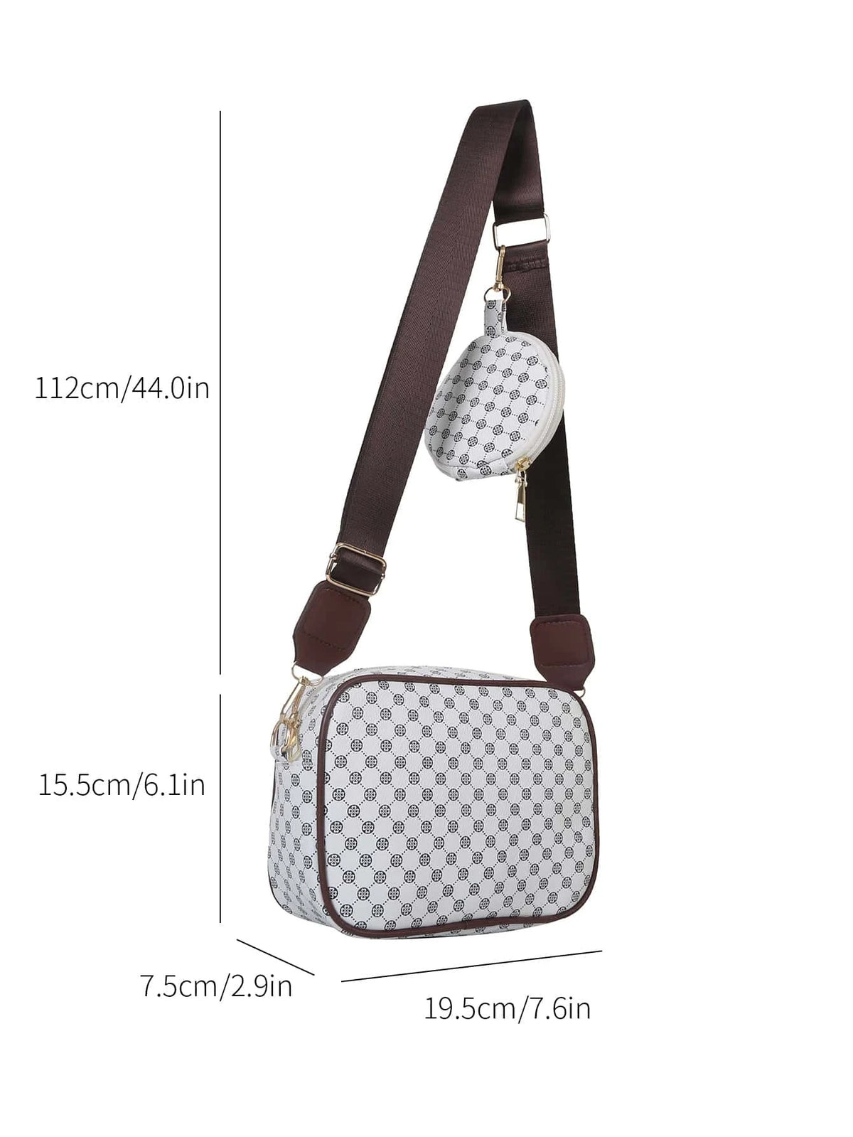 Mini Geometric Pattern Square Bag with Coin Purse , Women Bag with Dime Bag