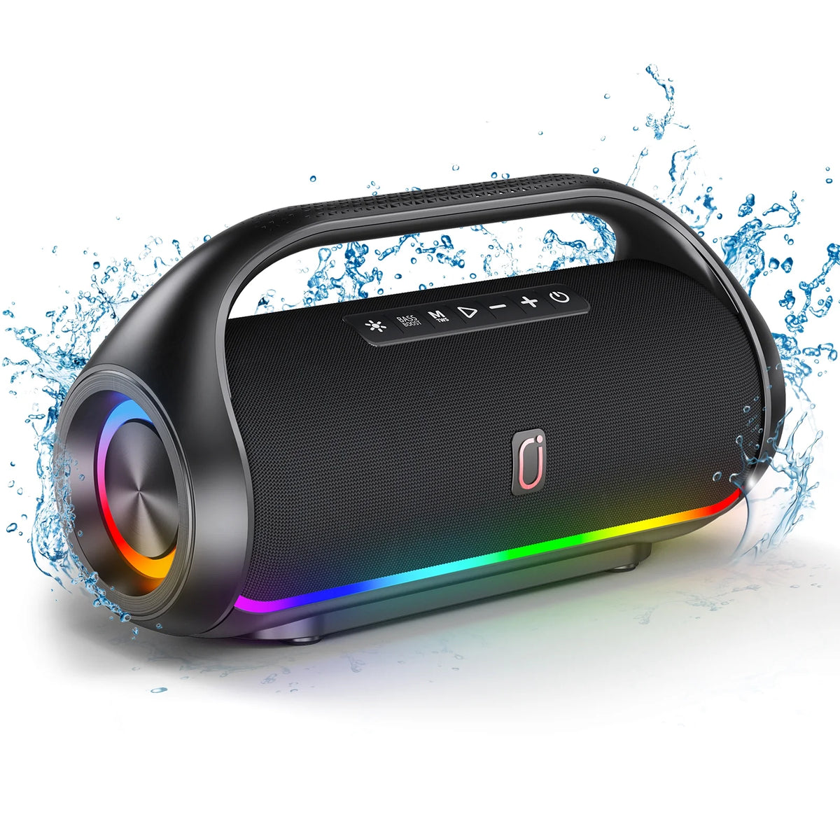 JYX Waterproof Bluetooth Speaker, Portable Speaker with RGB Light Show, Outdoor Speaker for Pool Beach Party