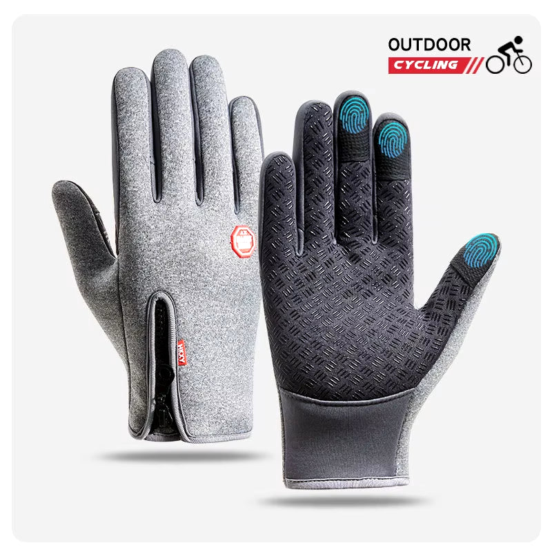 Men'S Cycling Gloves Winter Touchscreen Warm Women Bicycle Gym Outdoor Driving Motorcycle Waterproof Thermal Non-Slip Gloves