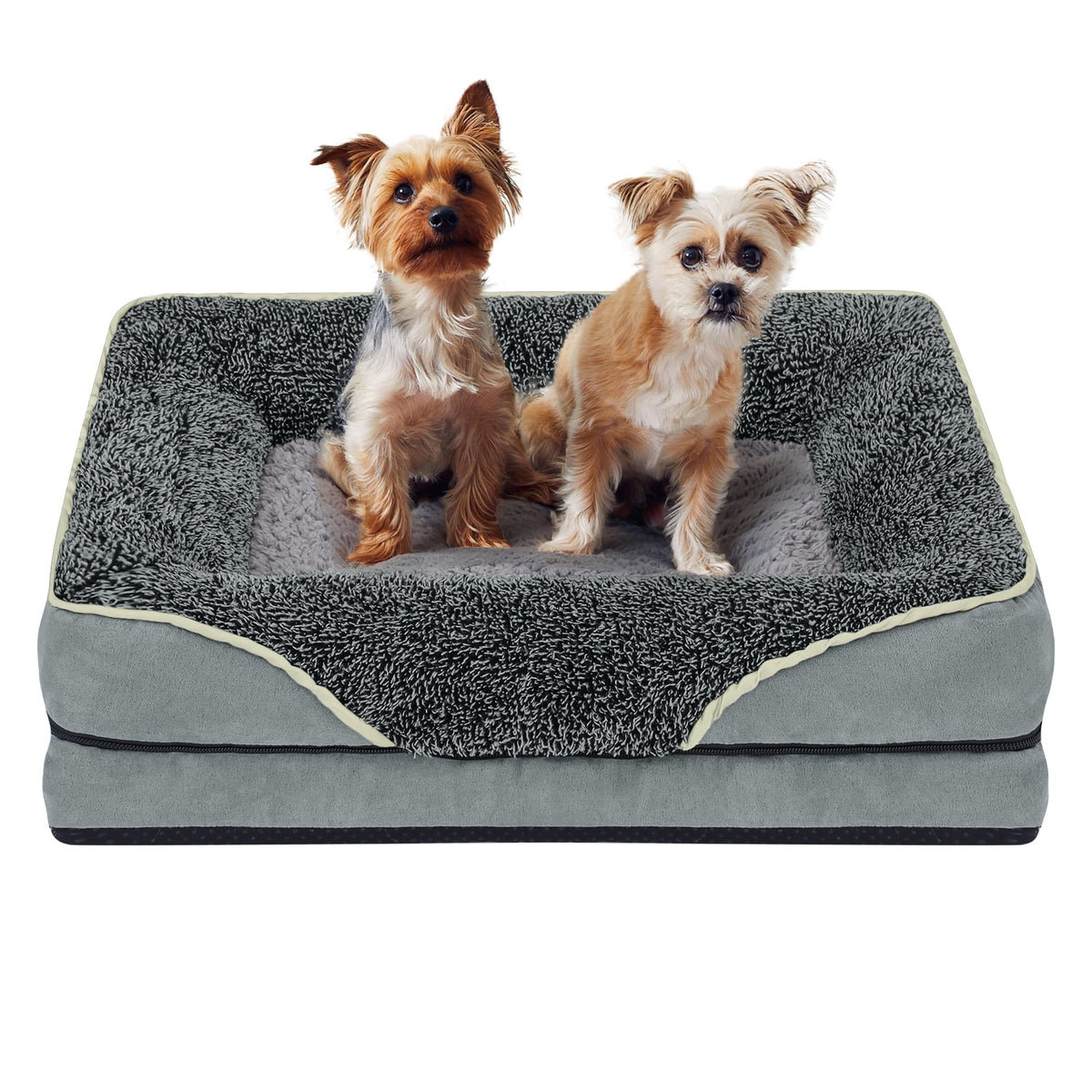 Payusd Dog Beds for Small Dogs Orthopedic Dog Bed Sofa Large Medium Small, Supportive Egg Crate Foam Pet Couch Bed with Removable Washable Cover Non Skid Bottom, S, Brown