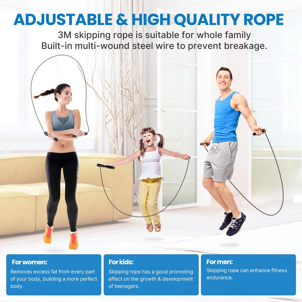 RENPHO 9FT Adjustable Smart Jump Rope with Count Time Calorie Analysis , Black