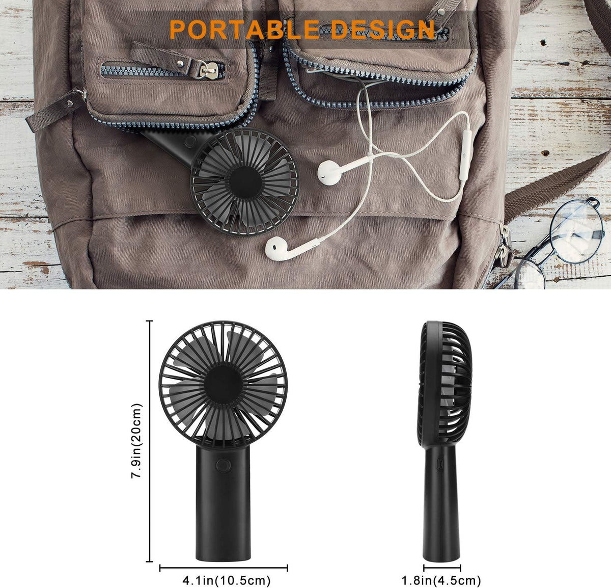 Yuntuo Portable Handheld Fan, 4400Mah Battery Operated Rechargeable Personal Fan, 6-15 Hours Working Time for Outdoor Activities, Summer Gift for Men Women