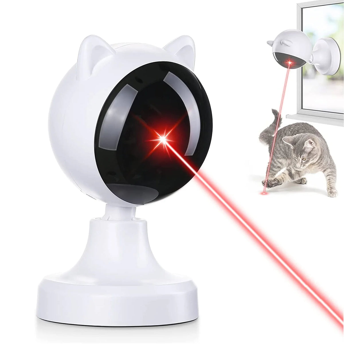 Prociv Automatic Cat Laser Toys, Interactive Laser Cat Toys for Indoor Cats/Kitty/Dogs, Cat Laser Toy Automatic White