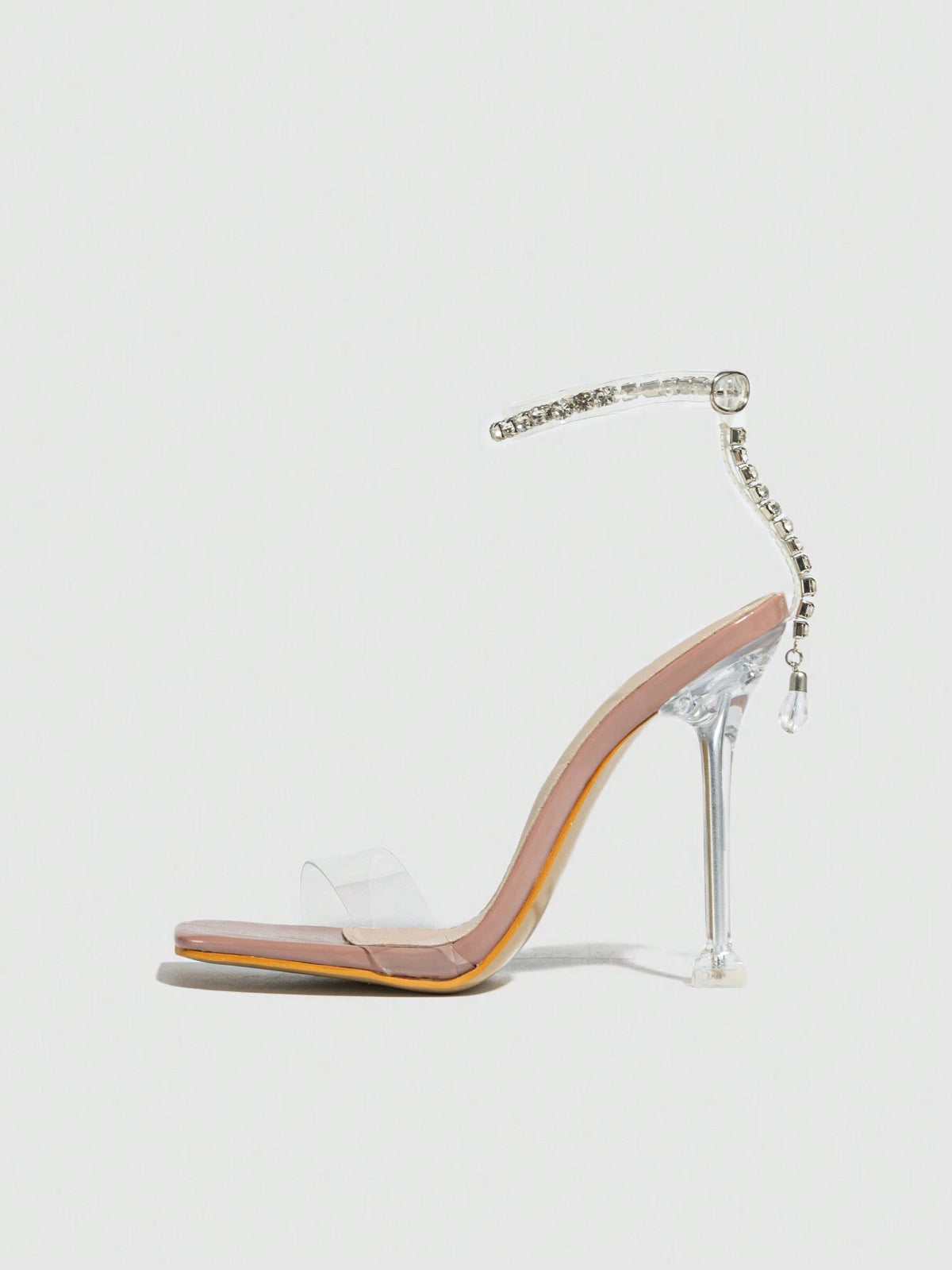 Crystal Stiletto Heels Transparent Heels Ankle Strap Peep Toe Sandals