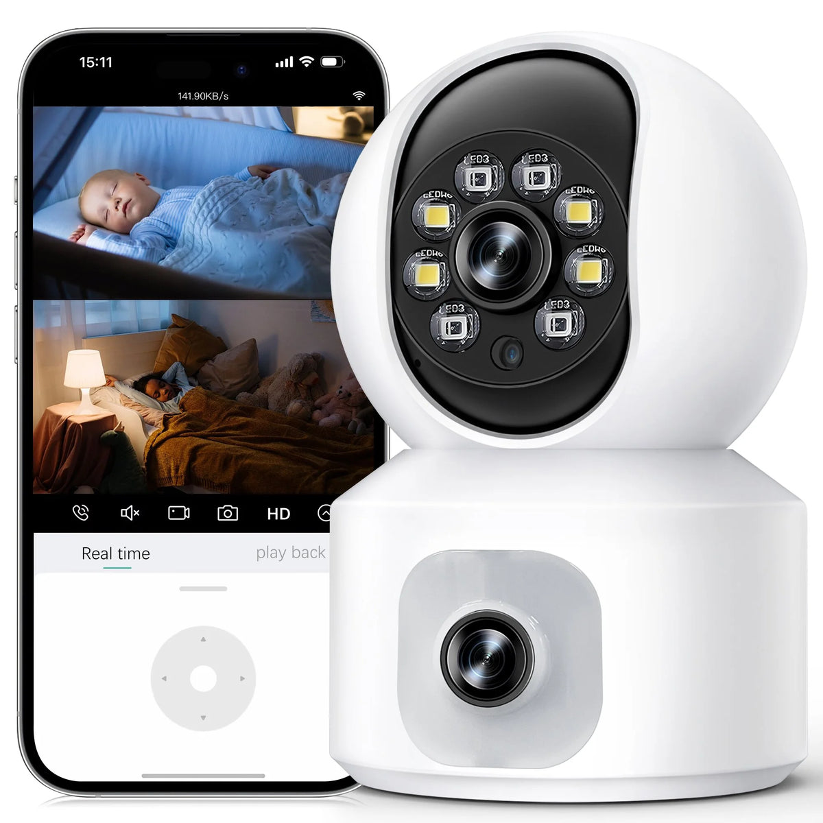 Baby Monitor -3K 5MP Video Baby Monitor with Camera and Audio - Baby Monitor Wifi Smartphone with Night Vision, Video Recording, App Control, Motion Detection/Tracking, 2-Way Audio