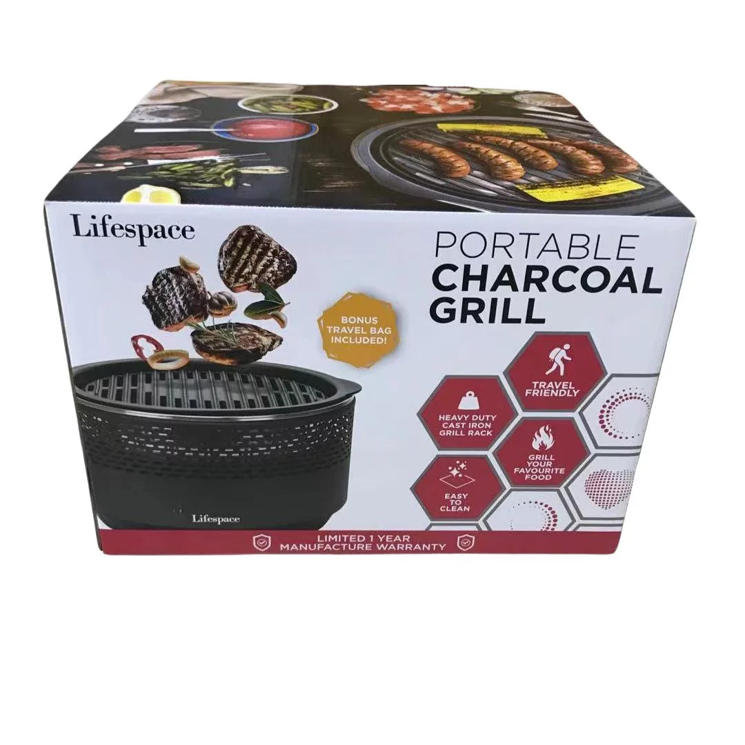 Lifespace Portable Lightweight Charcoal Grill with FREE Carry Bag