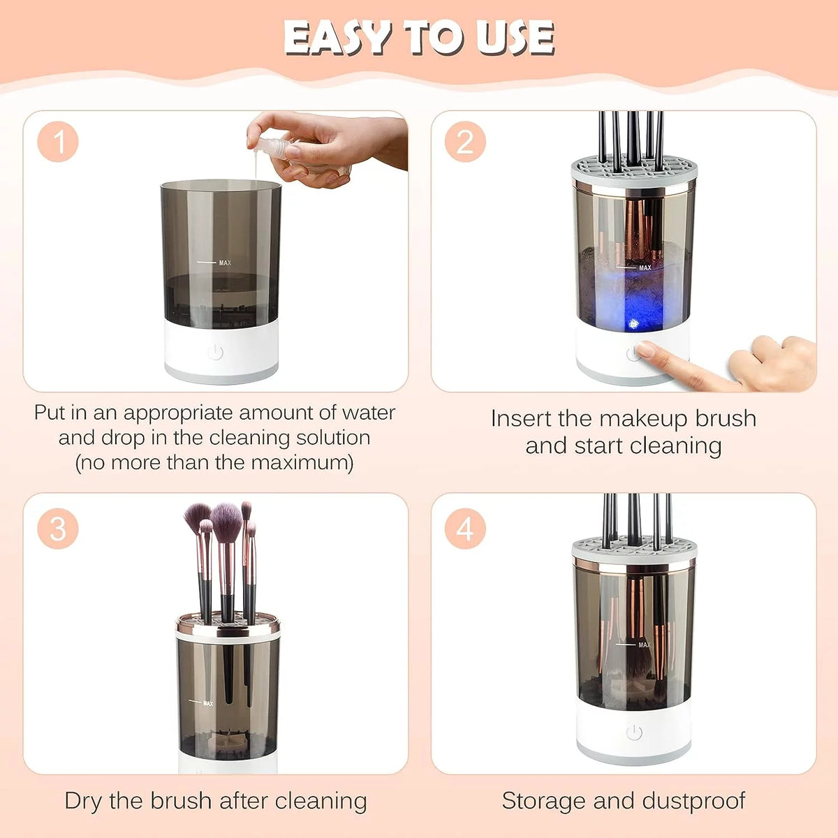 Electric Makeup Brush Cleaner, Cosmetic Brush Cleaner, Automatic Spinning Makeup Brush Cleaner for All Size Makeup Brush, Gift for Women Wife Friend