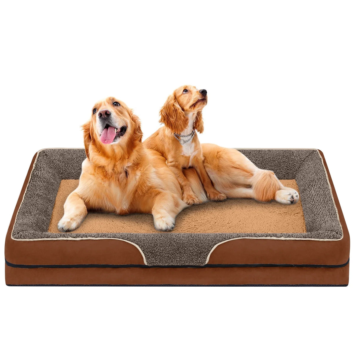 Payusd Dog Beds for Small Dogs Orthopedic Dog Bed Sofa Large Medium Small, Supportive Egg Crate Foam Pet Couch Bed with Removable Washable Cover Non Skid Bottom, S, Brown