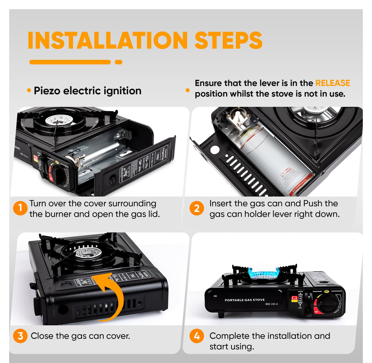 Portableout Camping Gas Stove, Butane, Portable Stove for Outdoor Cooking, 9,800 BTU, 3KW Power