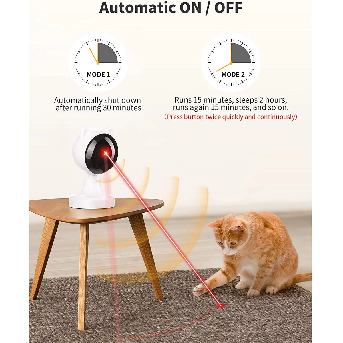 Prociv Automatic Cat Laser Toys, Interactive Laser Cat Toys for Indoor Cats/Kitty/Dogs, Cat Laser Toy Automatic White