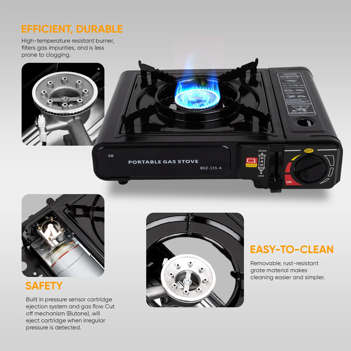 Portableout Camping Gas Stove, Butane, Portable Stove for Outdoor Cooking, 9,800 BTU, 3KW Power