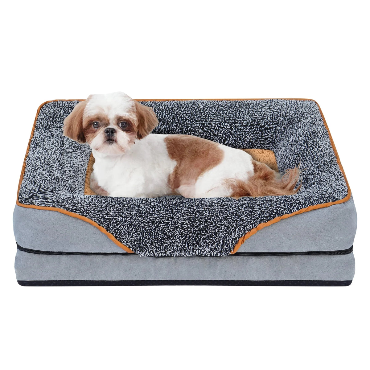 Payusd Dog Beds for Small Dogs Orthopedic Dog Bed Sofa Large Medium Small, Supportive Egg Crate Foam Pet Couch Bed with Removable Washable Cover Non Skid Bottom, S, Brown