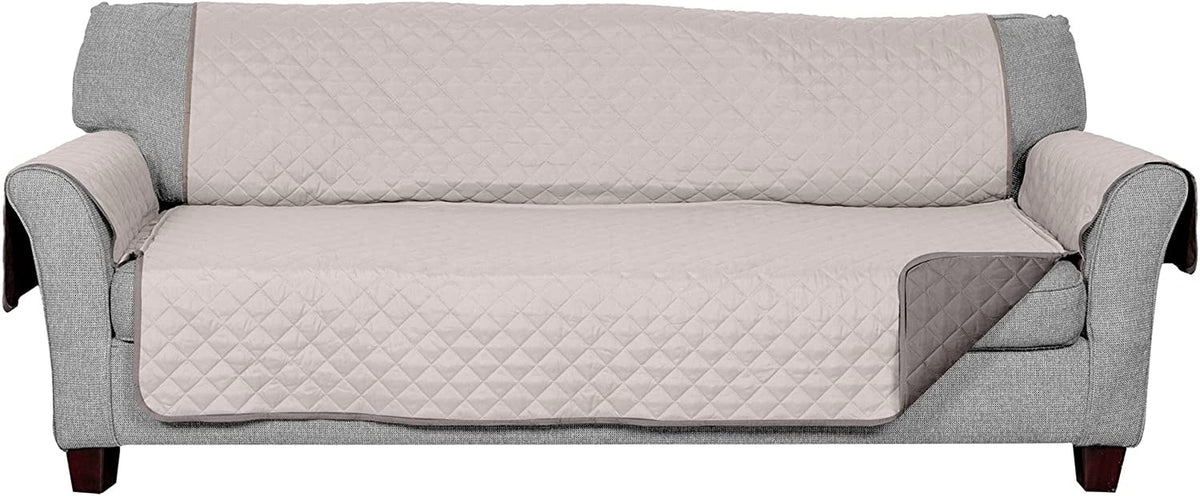 Furhaven Water-Resistant & Reversible Large Sofa/Couch Cover Protector for Dogs, Cats, & Children - Two-Tone Pinsonic Quilted Living Room Furniture Cover - Gray/Mist, Large Sofa