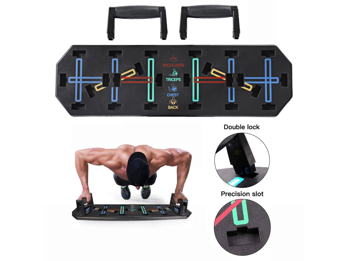 12 in 1 Push up Rack Board System Fitness Workout Train Gym Exercise with 2 Resistance Bands