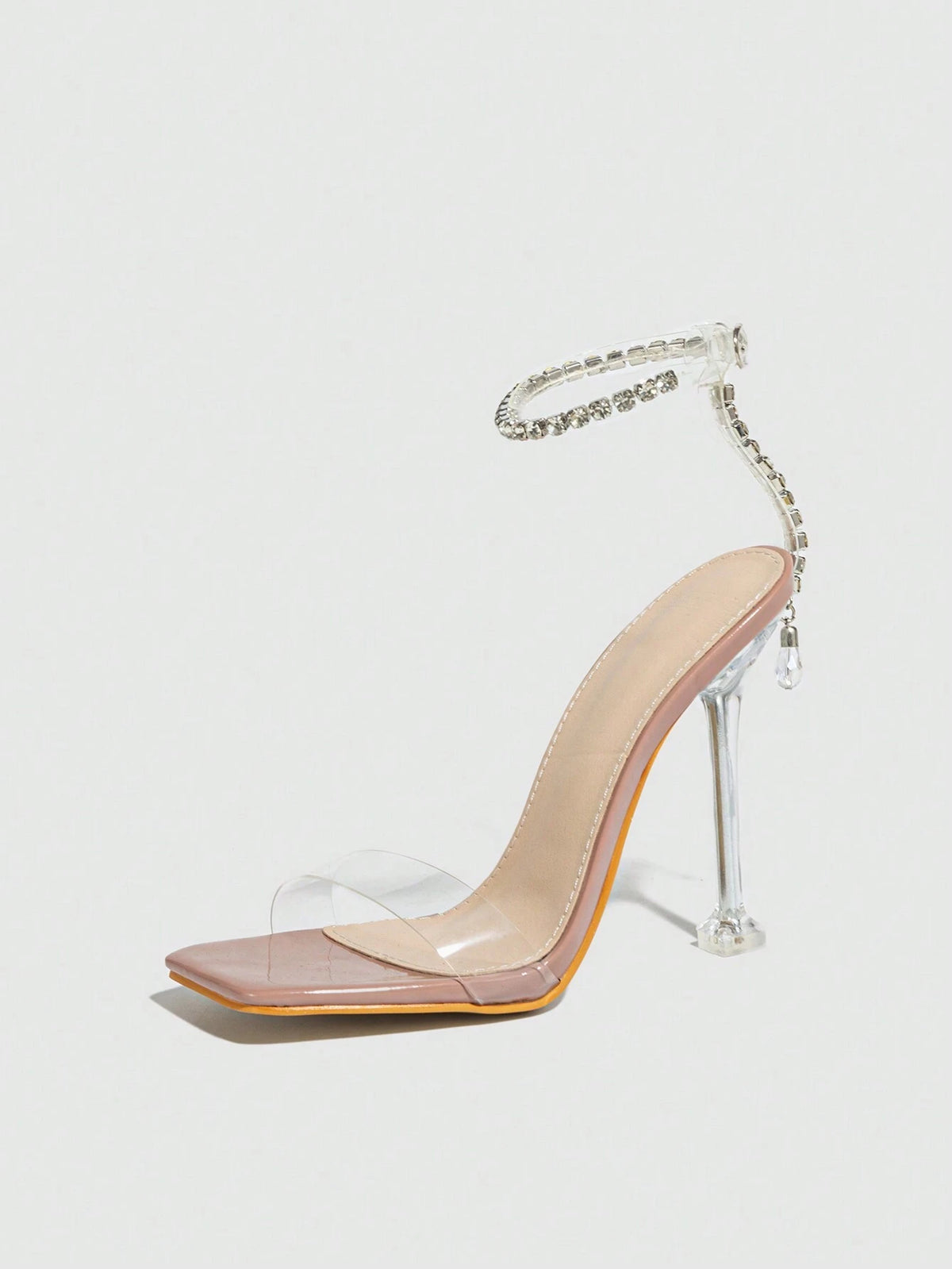 Crystal Stiletto Heels Transparent Heels Ankle Strap Peep Toe Sandals