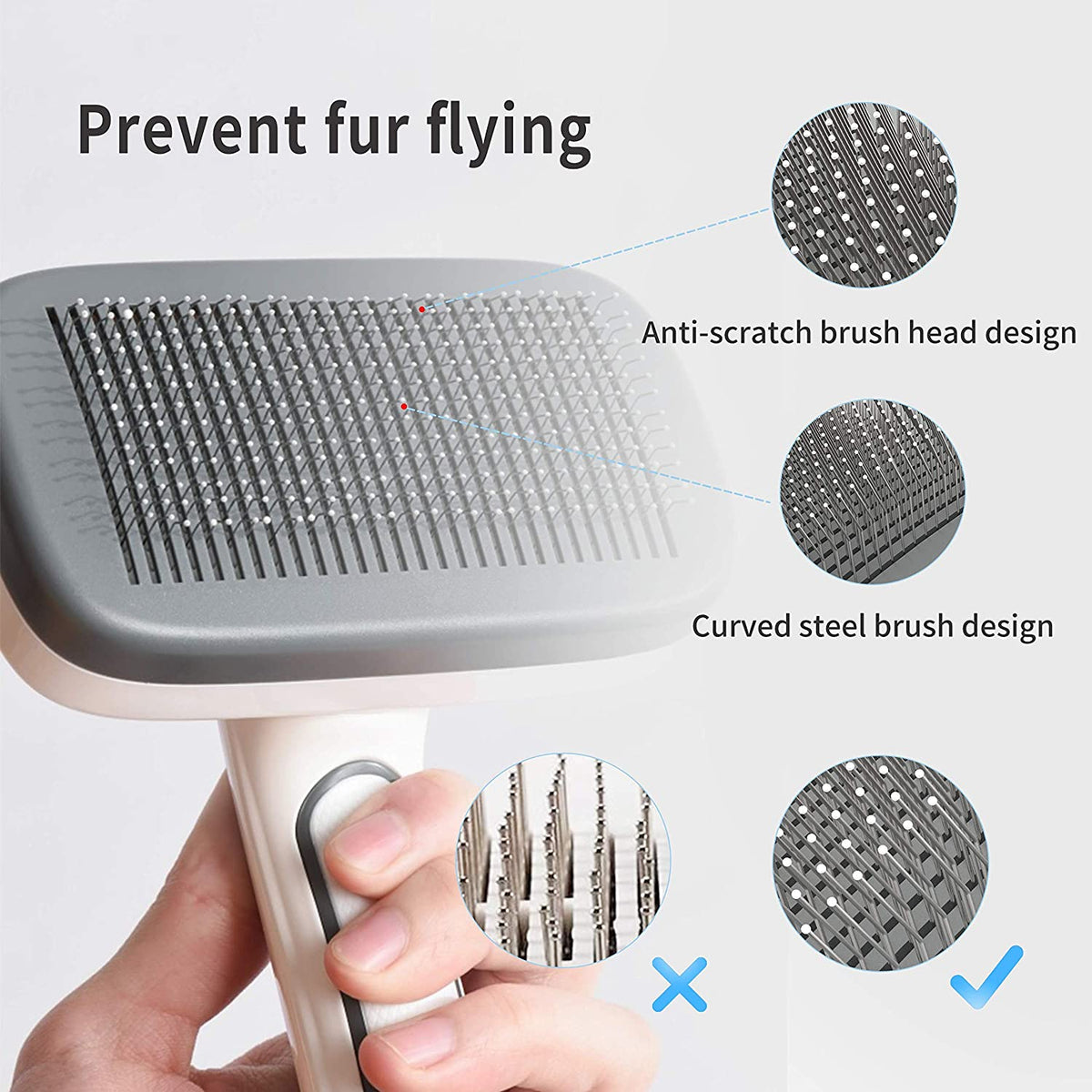 LAIKA Self Cleaning Slicker Brush for Dogs - Pet Grooming Brush for Shedding, Dog Brush for Long and Short Hair to Removes Tangles and Loose Hair, the Pet Hair Brush Suitable for Cats and Dogs (Gray)