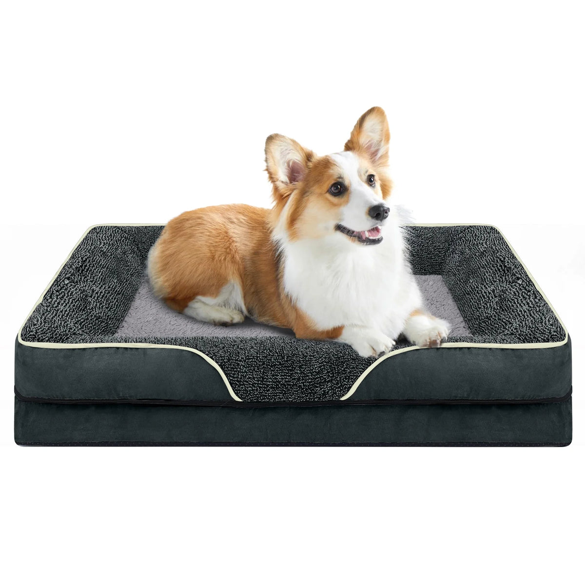 Payusd Dog Beds for Small Dogs Orthopedic Dog Bed Sofa Large Medium Small, Supportive Egg Crate Foam Pet Couch Bed with Removable Washable Cover Non Skid Bottom, S, Brown