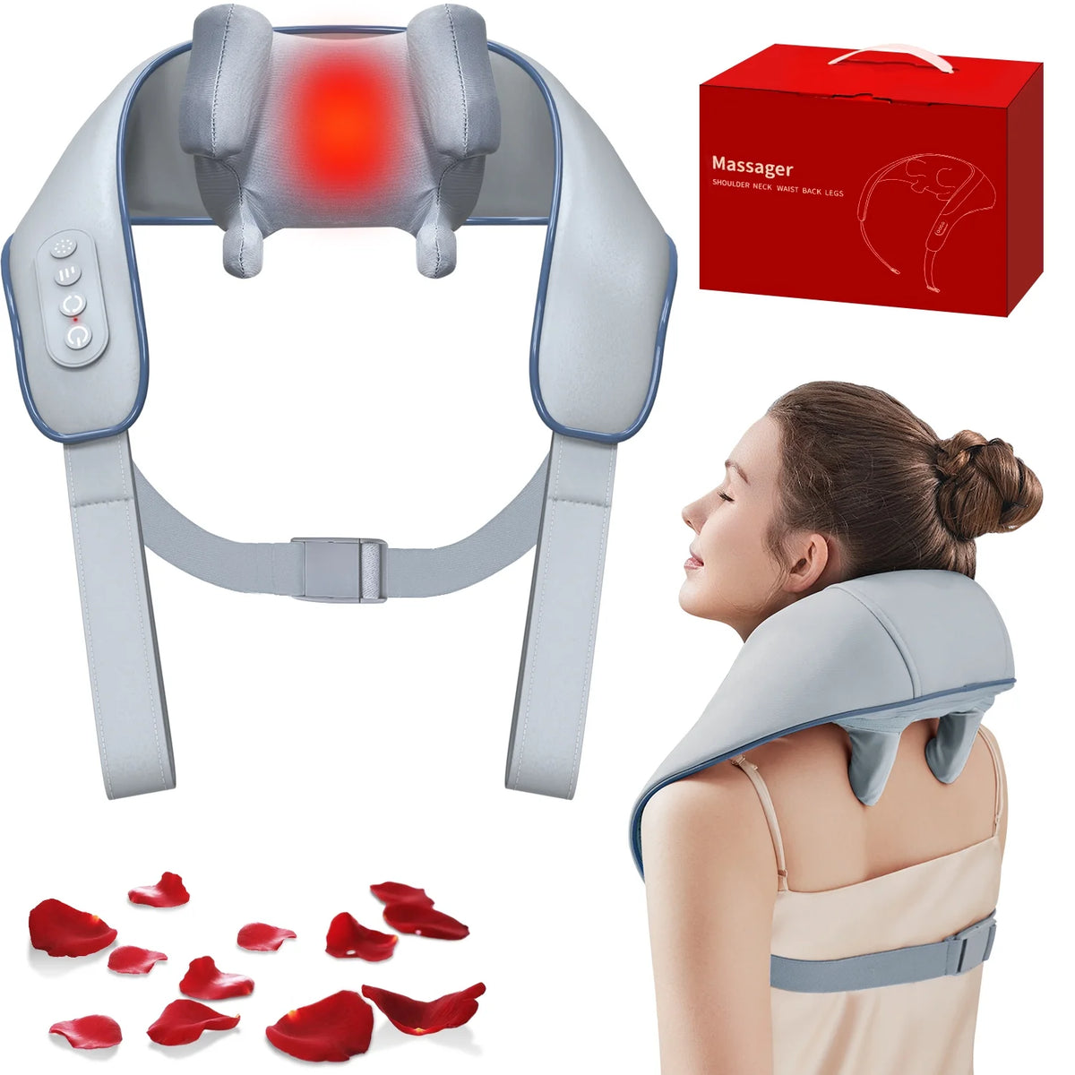 Ikristin Neck Massager with Heat, Cordless Shoulder Massager, 4D Deep Kneading Shiatsu Shoulder and Neck Massage, Gift for Women, Men