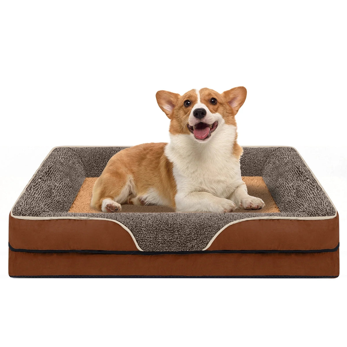 Payusd Dog Beds for Small Dogs Orthopedic Dog Bed Sofa Large Medium Small, Supportive Egg Crate Foam Pet Couch Bed with Removable Washable Cover Non Skid Bottom, S, Brown