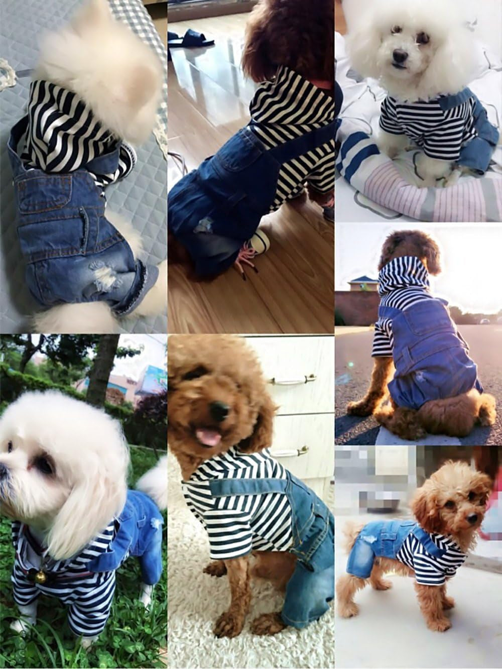 SILD Pet Denim Jumpsuit Dog Jeans Hoodies Cool Blue Coat Medium Small Dogs Classic Jacket Puppy Blue Vintage Washed Vests (L)