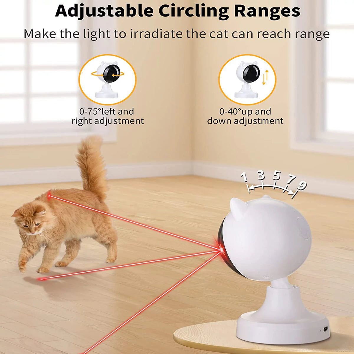 Prociv Automatic Cat Laser Toys, Interactive Laser Cat Toys for Indoor Cats/Kitty/Dogs, Cat Laser Toy Automatic White